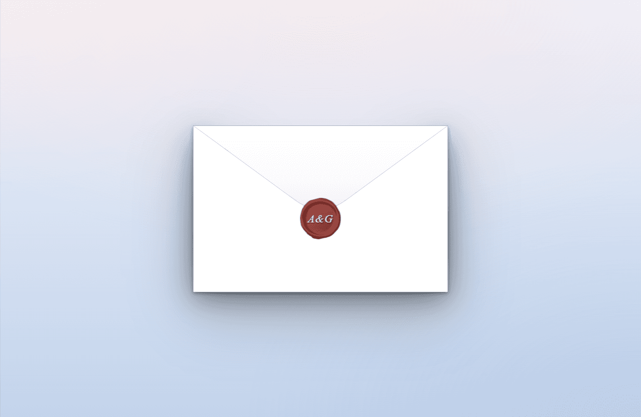 A guest's view: their sealed envelope, wax seal unbroken